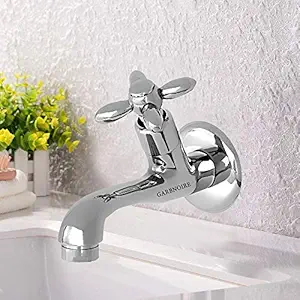 GARBNOIRE Brass Long Body Bib Cock Tap Bathroom Faucet | Washing Tap | Kitchen Sink Tap with Chrome Finish