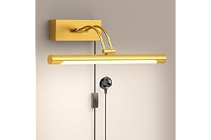 LABOREDUCER Plug in Picture Light for Wall Black,36cm Night Light LED Wall Sconces for Pictures,Dart Board Lights Wall Lights for Dartboard Mirror Frame Gallery (Brass Gold)