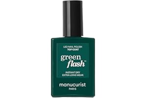 Manucurist Top Coat Green Flash – Top smalto semi-permanente vegano, 12-free, fino all'84% di ingredienti biologici – Made in France – Flacone da 15 ml