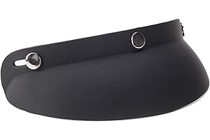 balikha Vintage Open Face Helmet Visor Peak 3-Snap UV Rays Protection Black, 250mm X 80mm