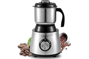SOKANY 500W Électrique moulin à café, Réservoir à Grains 300g, Moulin Multifonctionnel, Broyage Fin, Lames en Acier Inoxydable, Moudre Grains à Café, Épices, Graine de Lin