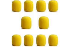 GERERIC La Cabina 10 Pezzi Copri Microfono in Spugna Filtri Antipop e Antivento per Microfoni Protezione Microfono Copertura per Microfono Universale (Giallo)