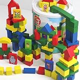 Große BAUSTEINE Spieltrommel Holz 120 Teile mit Figuren Kinder 1-5 Jahre ~yx - 2