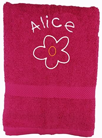 Spoilt Rotten Kids Daisy Flower Pink Personalised Bath Towel - Any Name Beautifully Embroidered On A Luxury 550gsm Towel. Perfect For Holiday, Swimming or Bathing.