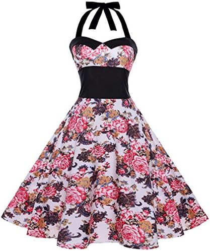 SZ1024 Vintage Polka Dot Rockabilly 50s 60s Swing Party Cocktail Dresses Small White+Red