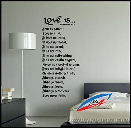 Wall Decal Sticker Quotes And Phrases Religious Quotes Christian Religion 1 Corinthians 13 Love Is...