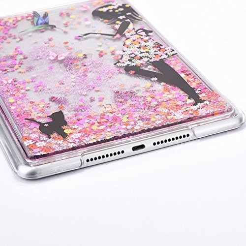 Voguecase® für Apple iPad Mini 4 hülle, Flüssig Fließende Sparkly Bling Glitzer Treibsand Quicksand (Harte Rückseite) Hybrid Hülle Schutzhülle Case Cover (Liebe Treibsand/Mädchen im bunten Kleid) + Gratis Universal Eingabestift - 4