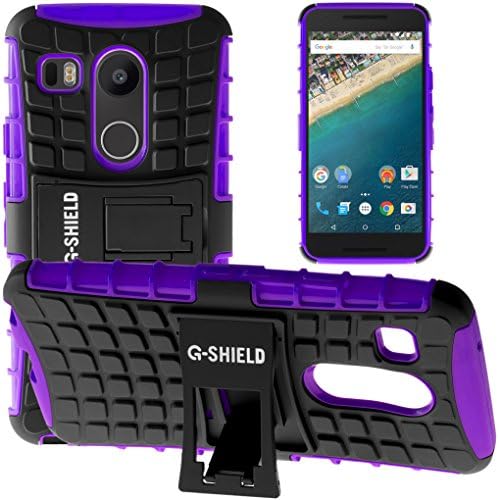 Nexus 5X Case, G-Shield Shockproof Tough Dual Layer Hybrid Case With [Built-in Kickstand] [Shock Absorption] [Impact Protection] [Rugged Armour] Cover For LG Google Nexus 5X - Purple
