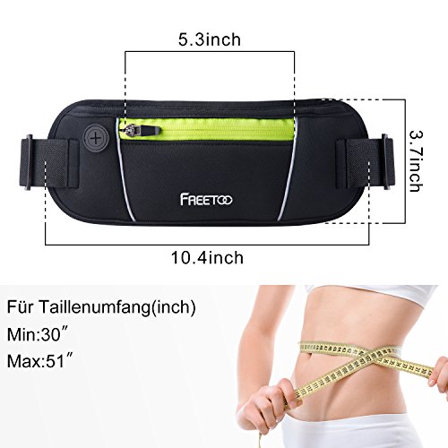 [Sport Hüfttasche] FREETOO Gürteltasche flache Bauchtasche mit Kopfhöreranlass passt alle Handys unter 5,5 Zoll MUST HAVE Accessoire für Damen und Herren auf Sport und Outdoor Aktivitäten anwenden - 3