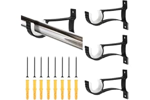 Favengo 4 Pcs Curtain Rod Brackets Set Single Curtain Pole Bracket Aluminum Alloy Heavy Duty Curtain Rod Holders Adjustable Curtain Bracket Drapery Rod Holder with Screws for Bedroom and Living Room