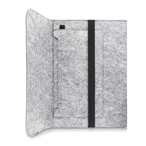 kwmobile Laptoptasche Filz Sleeve für 15″ 15,6″ Laptop / Ultrabook – Notebook Tasche Schutzhülle Laptop Case Hülle in Grau mit Innentaschen Innenmaße: ca. 41,5 x 31 cm - 8