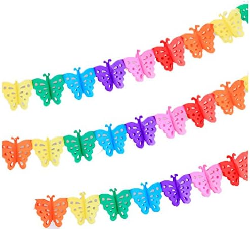 Super44day 10Pcs of Colorful Hanging Clover Garland Bunting Banner,Tissue Paper Flowers,Tissue Paper Garland,Tissue Paper, Tissue Paper Flowers Kit, Garland Craft,for Wedding Decor, Party Decor, Birthday Party, Nursery Decoration Pom Poms (Butterfly)