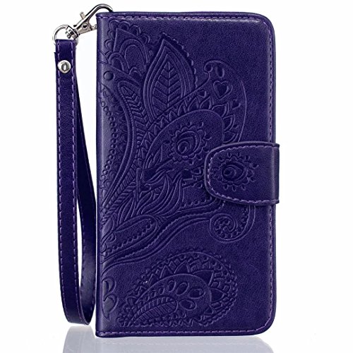iPhone 6s Hülle iPhone 6 Hülle, MUTOUREN Handyhülle iPhone 6s / iPhone 6 (4.7 Zoll) Schutzhülle Book Style Wallet Case Cover Tasche mit Mischfarben Kartenfach Standfunktion Magnetlasche + Bleistift Touch, Pfau Blumen Lila - 2