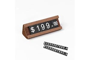 Mollytek Lot de 10 présentoirs de prix en bois - Cube d'affichage numérique - Lettres - Étiquettes de prix réglables avec base en bois - Présentoir de prix pour bijoux (noyer)