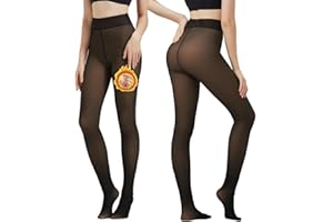 Arkim Fleece gefütterte Strumpfhose Damen Winter (S/M/L) 1 Nahtlinie im Schritt Fake Transparente Strumpfhose Hochelastische Thermostrumpfhose Winter Leggings