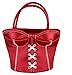 Produktbild Korsett-Handtasche / Handtasche / Tasche / Frauen aufgepasst! Hier ist die ganz besondere Tasche, die für Aufmerksamkeit sorgen wird: Rot, in Korsettform mit abgesetzten weißen Nähten und zwei Bügelgriffen. Mit kleiner Innentasche und außen mit Reißverschluss zu schließen. Maße: Gesamthöhe inklusive Bügel ca. 28 cm, ca. 13 cm tief, ca. 18 bis 21,5 cm breit. 100% Polyester. / Rote Handtasche in Korsettform mit abgesetzten weißen Nähten. Mit zwei Bügelgriffen. Mit kleiner Innentasche und außen mit Reißverschluss zu schließen