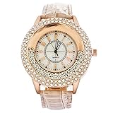 Souarts Damen Kunstleder Treibsand Armbanduhr mit Strass Quarzuhr Analog mit Batterie