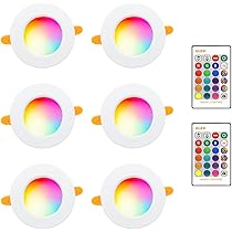 Faretti LED Da Incasso HEKEE 12W RGBW - Cambio Colori Con App, 16 Milioni Di Tonalit&agrave;, IP44, Per Interni, Confezione Da 6
