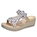 Produktbild UOWEG Wedges Sandalen für Damen Böhmen Crystal Wedges Thick Peep Toe atmungsaktive Sandalen Hausschuhe Schuhe