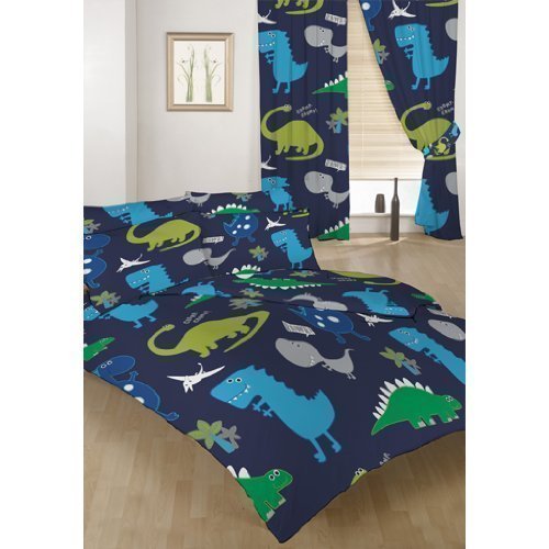 Dinosaurs Double Duvet Cover Set with Curtains 66 x 72"