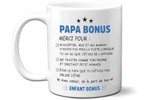 LALASOL Mug Cadeau Pour Beau-papa Papa-Bonus - Tasse Idée Cadeau Pour Beau-père Papa Bonus Noël Anniversaire Fête des Pères