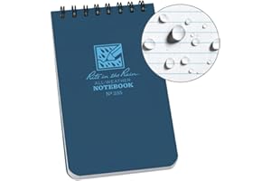 Rite in the Rain Wodoodporny papier uniwersalny kieszonkowy top związany spiralny notatnik niebieski 100 stron 50 arkuszy linijka imperialna i metryczna uniwersalny wzór 8 x 13 cm