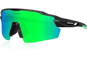 Queshark Occhiali Ciclismo Uomo e Donna, Occhiali Veloci Polarizzati, Con 1 Lenti o 4 lenti Intercambiabili, TR90 Montatura, UV400 Occhiali Sportivi Uomo per Ciclismo, Corsa, Pesca, Baseball, Sci