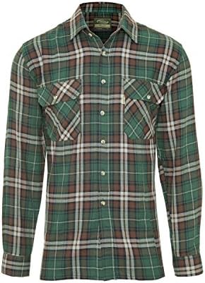 Mens Kempton Luxury 100% Cotton Tartan Country Check Lumberjack Work Shirt (XL - 44" Chest, Green)