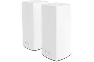 Linksys Velop MX8400 Tri-Band Whole Home Mesh WiFi 6 System (AX4200) WiFi Router, Extender & Booster up to 6000 sq ft, 3.5x Faster Speed for 80+ Devices, MU-MIMO & Parental Controls - 2 Pack, White