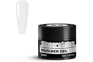 Sincero Salon - Gel Costruttore per Unghie Alta Denista - White - senza TPO - Autolivellante - Non Acido Builder Gel Ricostruzione Unghie Professionale - UV LED - 15ml