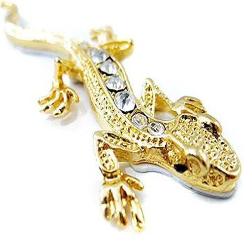 HIS® Metal Lizard Gecko with stones 3D Car Emblem Decal Sticker Badge for Cars, Vans Laptops, Suitcases, Windows &amp; More - Size: 72x25mm (Gold)