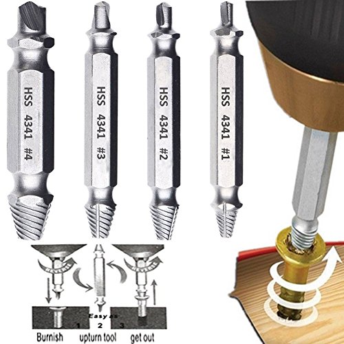 Phego 4-teilig Schraubenausdreher-Set ,Schraubenausdreher-Set zum Entfernen beschädigter Schrauben Schraubenentferner