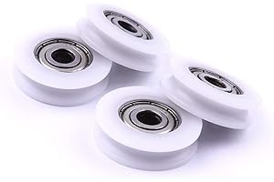 CBRIGHT Pulley Wheel 4 Pieces 5x24x7mm Nylon Round Pulley U Groove Bearings Track Roller Bearing for Furniture Hardware Accessories