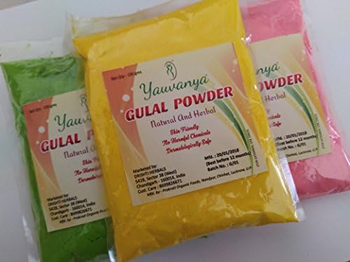 Yauvanya Herbal Holi Gulal for Celebrations/colourfest/Carnival/ gender reveal games/photo shoot/ Party colors - 100 gms each of 3 assorted colors