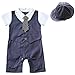 iiniim 2pcs Baby Little Boys Gentleman Bowtie Romper Jumpsuit With Hat Formal Outfit Casual Clothing Navy Blue 6-9 Months