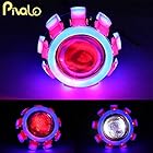 Pivalo High Intensity Projector Lamp Headlight with Stylish Triple Ring COB LED Angel Eye Rings for Cars, Bikes and SUVs (Blue+Red and Blue)