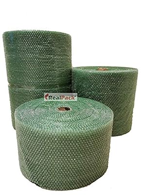 Realpack Papier bulle recyclable, vert antistatique et respectueux de l'environnement 300 mm/500 mm/750 mm (750 mm x 100 m)