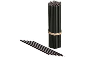 Danilovo - Candele in Cera d'Api, 50 Pezzi, Colore Nero, Candele Decorative per Preghiera, per Rituali, Decorazione o Candele di Compleanno, 16,5 cm x 0,57 cm