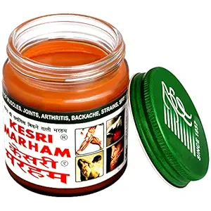 Kesri Marham Massage Rub Made With Natural And Ayurvedic Formulation With Strong Smell (Large Size) 100gm Non- Sticky, Fast Absorption In Orange Colour (Pack of 1)