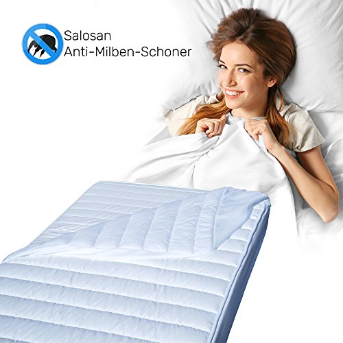 ★Salosan®★ Anti-Milben Matratzeneschoner, Matratzenschoner mit Spannbezug für Allergiker, Topper, Matratzenauflage (140 x 200 cm) - 3