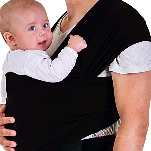 Baby Slings Carrier Cozy Baby Wrap for Newborns, Infants & Toddlers | High Quality Baby Carrier | 3 Carrying Positions | Soft Cotton and Comfort Spandex Machine Washable (Black)