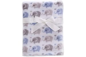 CREVENT Soft Baby Blanket for Newborn Unisex,Fleece Plush Pram Blanket,Cozy and Warm,Great Gift for Baby,Toddlers, Boys and Girls. (75cmX100cm Blue and Grey Elephant)