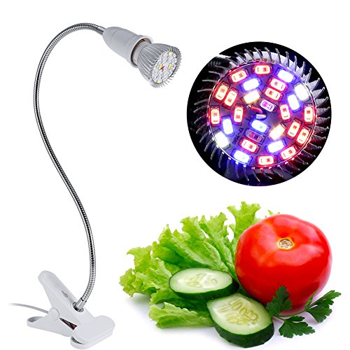 Preisvergleich Produktbild LED Pflanzenlampe, 28W 28 LED Pflanzenlicht, 380nm-780nm Lichtspektrum ähnlich dem Sonnenlicht,22Rot(630nm)+12-Blau(460n...