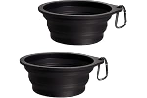 OOYES 2 Pack Dog Collapsible Bowl,Pet Silicone Food Bowl Small,Collapsible Dog Bowls,Travel Dog Bowl,34oz Portable Water Bowl for Dogs,Foldable Dog Bowl,Cat Travel Food Bowls Easy to Carry, Save Space