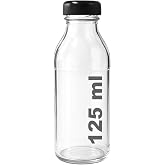 Afracam 125 ml Şeffaf Derin Siyah Metal Kapaklı Cam Şişe 125 cc Meşrubat Şişesi Deep 6 Adet