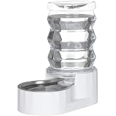Sfozstra Dog Water Bowl Dispenser: 6L White Large Stainless Steel - BPA Free - Automatic Gravity Pet Water Dispenser for Busy