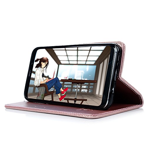 S8 Hülle Badalink Schutzhülle Leder PU+TPU Handyhülle Gemalt Blume Schmetterling Rosegold Handytasche Wallet Case Ständer Magnet-Schloss Cover Flipcase Hergestellt für Samsung Galaxy S8 - 8