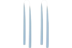Kunstindustrien® Tapered Candles, Made in Denmark, 42 Colours Available, Dripless & Smokeless Dinner Candles, Candles Long Burning 15 Hours, Unscented Candle Gift Set, 4pcs. 2.2 x 35cm (Pastel Blue)