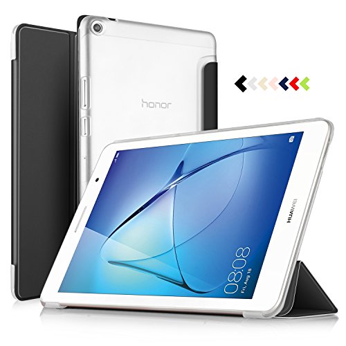 IVSO hochwertiges PU Leder Etui hülle Tasche Case - mit Standfunktion, super 360° Anti-Wrestling, ist für Huawei MediaPad T3 8.0 Tablet-PC perfekt geeignet (Schwarz)