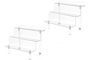 WINKINE 3-stufiger Acryl Riser Display Ständer für Amiibo Funko POP Figuren, Display Riser Ständer für Dessert Cupcakes und Gewürze,Tischorganisator für Sammlerstücke & Dekoration(2 Stück klein)